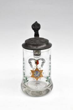 Glass Tankard - cut glass, enamel - Freundschaft - Solidaritt - Belehrung - 1890