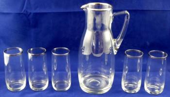 Pitcher with glasses and silver line