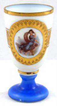 Glass of milk glass and medallion Glass of milk glass and medallion