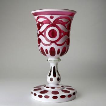 Glass Goblet - pink glass, milk glass - 1920 Glass Goblet - pink glass, milk glass - 1920