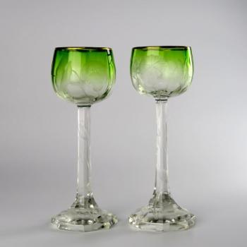 Pair of Art nouveau goblets - Moser Pair of Art nouveau goblets - Moser