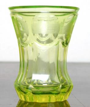 Glass Spa Sipping Cup - uranium glass - 1840